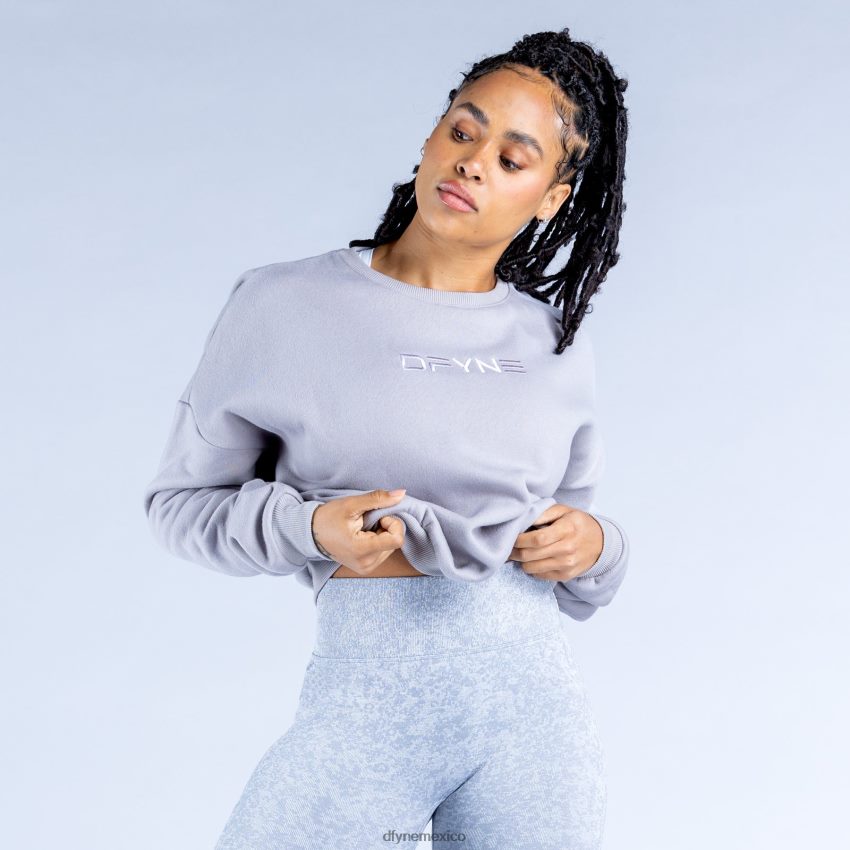 Dfyne suéter corto revive de lujo 2gris piedra tapas D4406D34