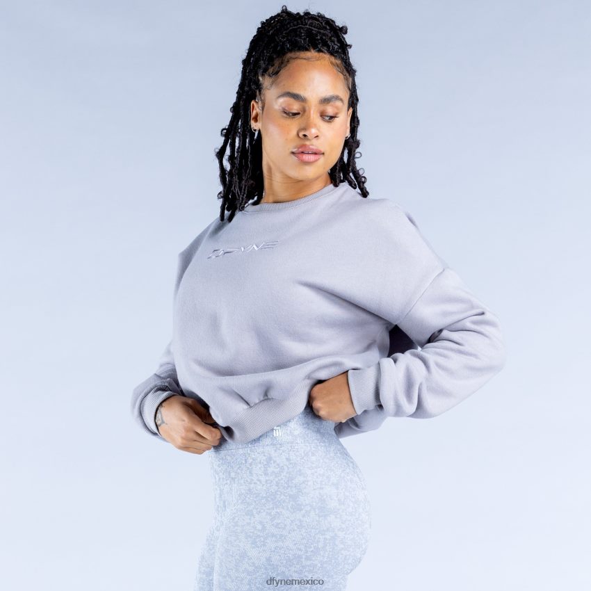 Dfyne suéter corto revive de lujo 2gris piedra tapas D4406D34